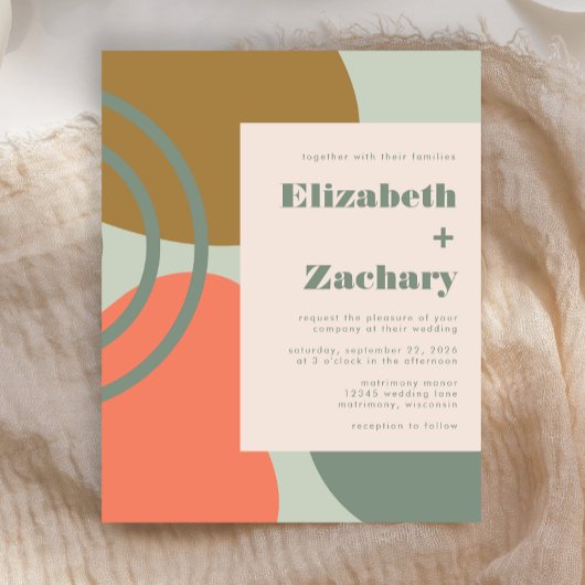 Papier Budget Abstrait Sage Green Faire-part de mariage