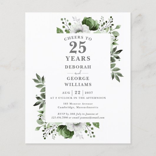 Papier Budget Accueille À 25 Ans Invitation (Devant)