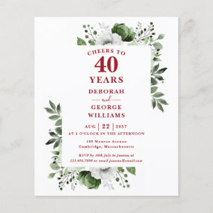 Papier Budget Accueille À 40 Ans Invitation