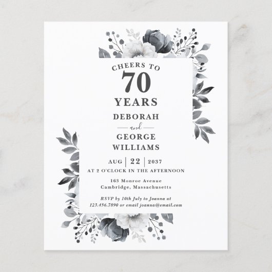 Papier Budget Accueille À 70 Ans Invitation (Devant)