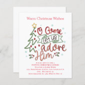 Papier Budget Adorons-le Invitation de la fête de Noël (Devant / Derrière)