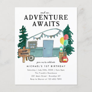 Papier Budget Adventure Attend Voitures Arbres Camping An