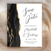 Papier Budget Agate Black Gold Script Enregistrer la date