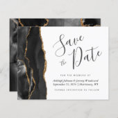 Papier Budget Agate Black Gold Wedding Enregistrer la dat (Devant / Derrière)