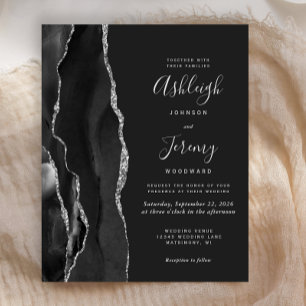 Papier Budget Agate Black Silver Dark Faire-part de maria