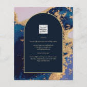 Papier Budget Agate Blue Gold Wedding Inviter QR Code RSV (Dos)