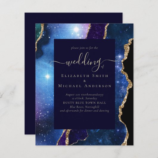 Papier BUDGET AGATE Blue Purple Gold Mariage Budget (Devant / Derrière)