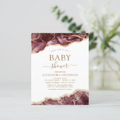 Papier Budget Agate Bourgogne Baby shower Gold Invitation (Debout devant)