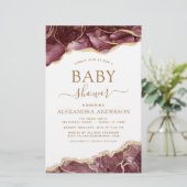Papier Budget Agate Bourgogne Baby shower Gold Invitation (Debout devant)