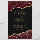 Papier Budget Agate Bourgogne Faire-part de mariage or (Devant)