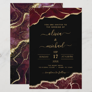 Papier Budget Agate Bourgogne Faire-part de mariage or