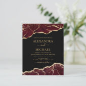 Papier Budget Agate Bourgogne Faire-part de mariage or (Debout devant)