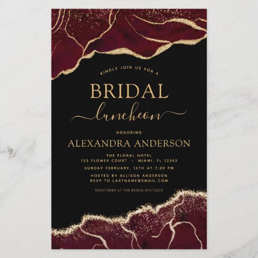 Papier Budget Agate Bourgogne Fête des mariées Luncheon O (Devant)