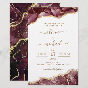 Papier Budget Agate Bourgogne Gold Faire-part de mariage