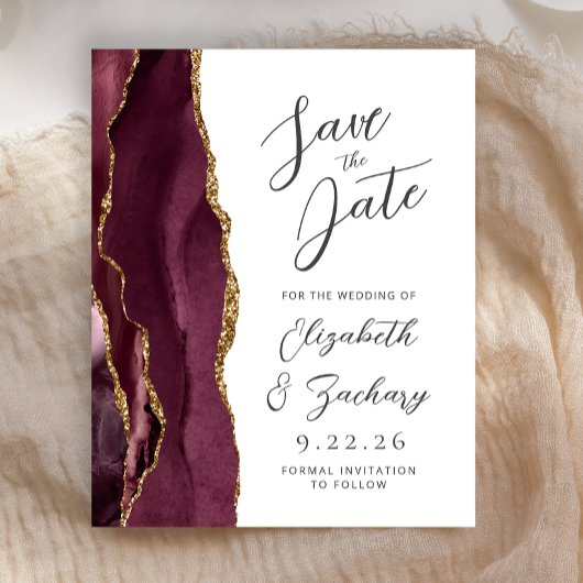 Papier Budget Agate Bourgogne Or Script Étape de Sauvegar
