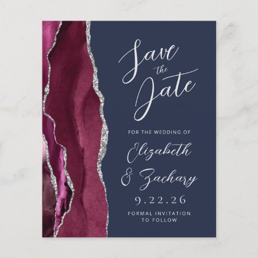 Papier Budget Agate Burgundy Silver Navy Enregistrer la d (Devant)