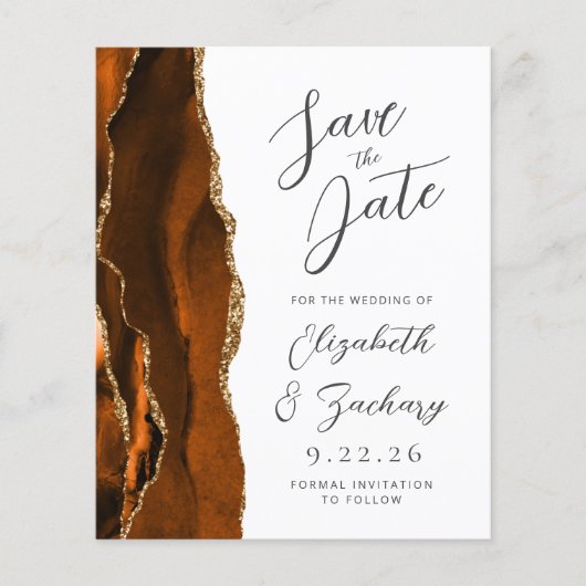 Papier Budget Agate Burnt Orang Gold Enregistrer la date (Devant)