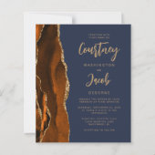 Papier Budget Agate Burnt Orange Marine Blue Wedding Invi (Devant)