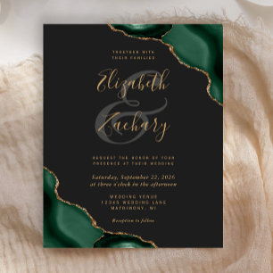 Papier Budget Agate Coins Vert Emeraude Sombre Mariage