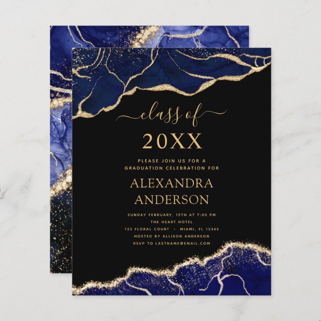 Papier Budget Agate Graduation Class of 2023 Navy Blue (Devant / Derrière)