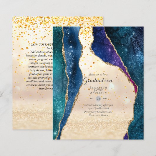 Papier BUDGET Agate GRADUY Invitations Parties scintillan (Devant / Derrière)