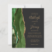 Papier Budget Agate Hunter Green Gold Dark Wedk Invitatio (Devant)