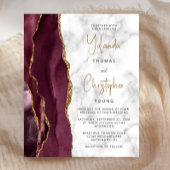 Papier Budget Agate Marbre Bourgogne Gold Wedding Invitat