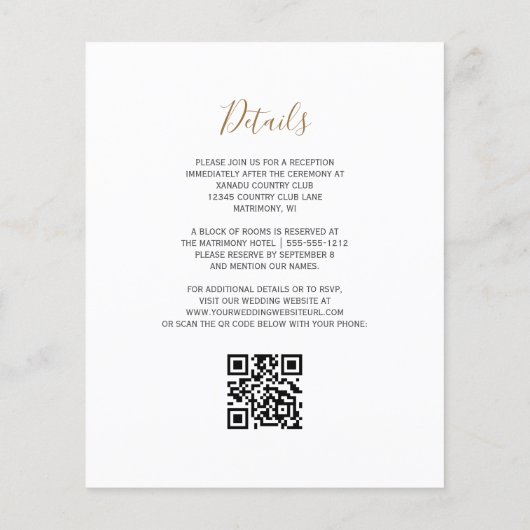 Papier Budget Agate Marbre Noir Or Code QR Mariage (Dos)