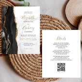 Papier Budget Agate Marbre Noir Or Code QR Mariage