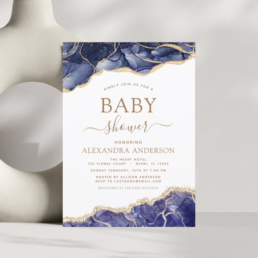 Papier Budget Agate Marine Baby shower bleu or