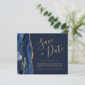 Papier Budget Agate Marine Blue Gold Enregistrer la date (Debout devant)