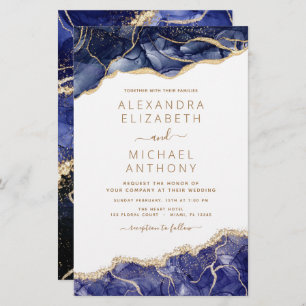 Papier Budget Agate Marine Blue Gold Mariage
