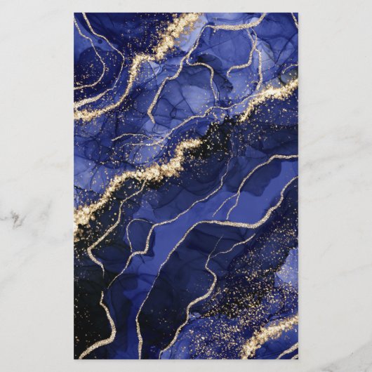 Papier Budget Agate Marine Blue Gold Mariage (Dos)