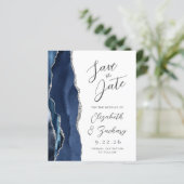 Papier Budget Agate Marine Blue Silver Script Enregistrer (Debout devant)