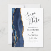 Papier Budget Agate Marine Blue Wedding Enregistrer la da (Devant)