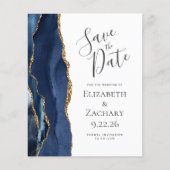 Papier Budget Agate Marine Blue Wedding Enregistrer la da (Devant)