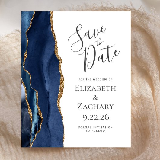 Papier Budget Agate Marine Blue Wedding Enregistrer la da