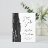 Papier Budget Agate Noir Argent Script Enregistrer la Dat (Debout devant)