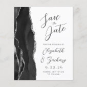 Papier Budget Agate Noir Argent Script Enregistrer la Dat (Devant)