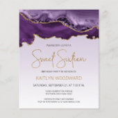 Papier Budget Agate Purple Ombre Gold Sweet 16 Invitation (Devant)