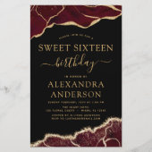 Papier Budget Agate Sweet 16 Anniversaire Bourgogne Or (Devant)