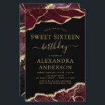 Papier Budget Agate Sweet 16 Anniversaire Bourgogne Or<br><div class="desc">Budget Agate Geode Black,  Bourgogne et Gold Foil Invitations de fête d'anniversaire - comprend un script moderne magnifique et élégant pour le Sweet sixteen spécial (16e) fête d'anniversaire.</div>