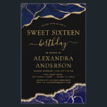 Papier Budget Agate Sweet 16 Marine Blue Gold<br><div class="desc">Budget Agate Geode Black,  Navy Blue et Gold Foil Invitations de fête d'anniversaire - comprend un script moderne magnifique et élégant pour le Sweet sixteen spécial (16e) fête d'anniversaire.</div>