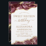 Papier Budget Agate Sweet 16 Or Bourgogne<br><div class="desc">Budget Agate Geode Bourgogne et Gold Foil Invitations de fête d'anniversaire - comprend un script moderne magnifique et élégant pour le Sweet sixteen spécial (16e) fête d'anniversaire.</div>