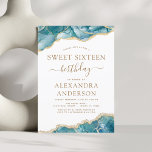 Papier Budget Agate Sweet 16 Turquoise Gold Invitation<br><div class="desc">Budget Agate Geode Turquoise Turquoise Blue and Gold Foil Invitations de fête d'anniversaire - comprend un script moderne magnifique et élégant pour le Sweet sixteen spécial (16e) fête d'anniversaire.</div>