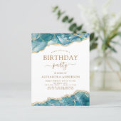 Papier Budget Agate Turquoise Anniversaire Fête Invitatio (Debout devant)