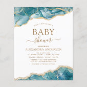 Papier Budget Agate Turquoise Baby shower Turquoise Or (Devant)
