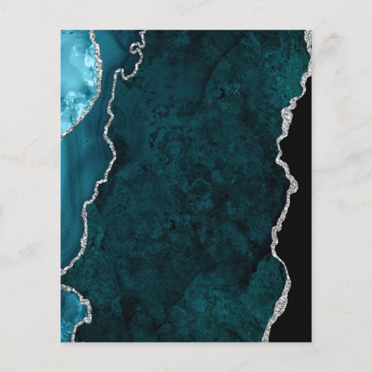 Papier Budget Agate Turquoise Blue Silver Script Enregist (Dos)