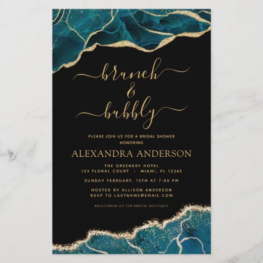 Papier Budget Agate Turquoise Brunch & Fête des mariées B (Devant)