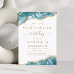 Papier Budget Agate Turquoise Sweet 16 Or Turquoise<br><div class="desc">Budget Agate Geode Turquoise Turquoise Blue and Gold Foil Invitations de fête d'anniversaire - comprend un script moderne magnifique et élégant pour le Sweet sixteen spécial (16e) fête d'anniversaire.</div>